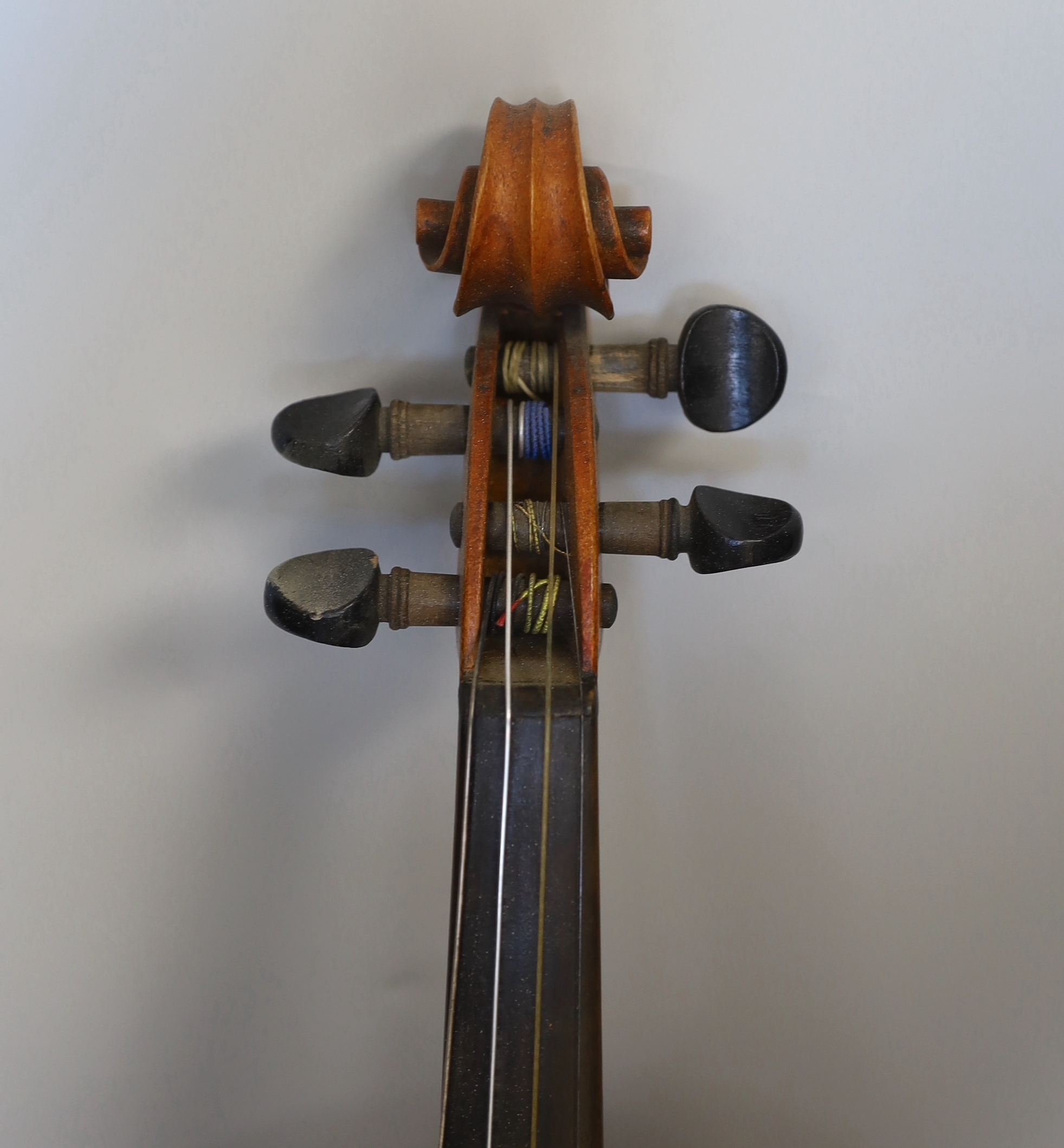 A half size French violin, cased, 51cm long
